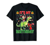 It’s My 4th Birthday Xmas Elf Riding Dinosaur Christmas Kids Camiseta
