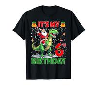 It’s My 6th Birthday Xmas Santa Riding Dinosaur Christmas Camiseta