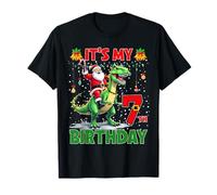 It’s My 7th Birthday Xmas Santa Riding Dinosaur Christmas Camiseta