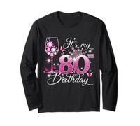 It’s My 80th Birthday Pink 80 Years Old Birthday Queen Manga Larga