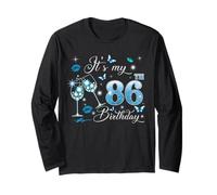 It’s My 86th Birthday Pink 86 Years Old Birthday Queen Party Manga Larga