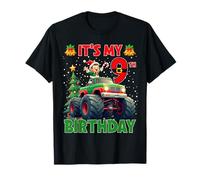 It’s My 9th Birthday Xmas Elf Monster Truck Christmas Kids Camiseta