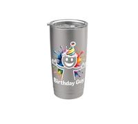It s My Birthday Party Sonrisa Cara Divertido Lindo Cumpleaños Chico Vaso térmico de acero inoxidable de doble pared