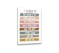 It’s Okay To Not Be Okay Mental Health Poster, Inspirational Canvas for Classroom or Office(Framed,16x24inch(40x60cm))