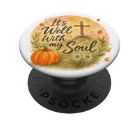 It’s Well with My Soul Fall Christian Watercolor PopSockets PopGrip Adhesivo
