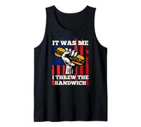 it Was me, I Threw The Sandwich USA Flag Protest Fist Humor Camiseta sin Mangas