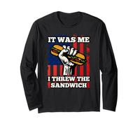 it Was me, I Threw The Sandwich USA Flag Protest Fist Humor Manga Larga