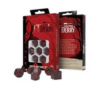 It: Welcome to Derry - Juego de Dados Solo para Adultos | Dados de Terror con Licencia Oficial de Q Workshop | Dados poliédricos Negros con Purpurina | A Partir de 18 años