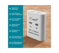 IT-Well USB Dispositivo para Compartir Impresora, Dispositivo para Compartir Impresora 2 en 1, Convertidor de Concentrador Divisor de ConmutacióN Kvm