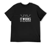 It Works On My Machine Men's T-Shirt Unisex Black Cotton Hip Hop Print tee Shirts L