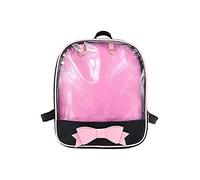 Ita Bag - Mochila de piel con diseño de caramelo, para niñas, para escuela, verano, playa, bolso con lazo transparente para decoración de bricolaje, negro/rosa, 33 EU