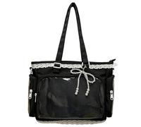 Ita Bag,Women Underarm Bag with Lace & Pearl Bow Charm Shoulder Bags Large Capacity Multi-Pockets for Work Travel Shopping Dating, Women Y2K Shoulder Bags