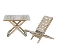 ITA Conjunto de Muebles de Jardín - 1x Mesa + 1x Silla de Madera, Plegable, Resistente a la Intemperie, para Jardín, Balcón, Terraza