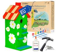 ITA DIY Casita para pájaros para montar y pintar Skyhaven 12,5x16x34 cm - Kit de construcción y pintura para niños - Kit de manualidades para niños y niñas