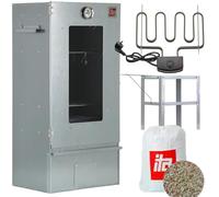 ITA Horno Eléctrico para Ahumar 7002 - Set de Ahumador con Calefacción, Mesa - Armario para Ahumar con Ventana y Termómetro - Acero Inoxidable - Calidad EU, Directamente del Fabricante - 81 cm con 3