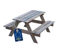 ITA Mesa de Picnic Infantil - Mesa de Madera con 2 Bancos para Niños - calidad directa del Fabricante - hecho en la UE - gris