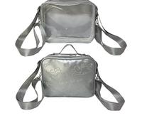 Ita mochila transparente hermoso bolso de hombro casual escuela estilos preppy crossbody gatos mensajero estilos preppy crossbody para mujeres bolso de hombro Cats Ita, Plateado y blanco con bordado