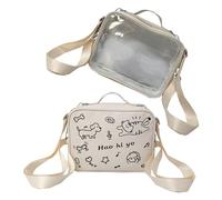 Ita mochila transparente hermoso bolso de hombro casual escuela estilos preppy crossbody gatos mensajero estilos preppy crossbody para mujeres bolso de hombro Cats Ita, Blanco