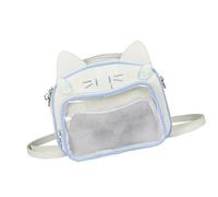 Itabag - Mochila escolar japonesa de poliuretano con diseño de gatos, para mujeres, adolescentes, niñas, para anime, con bolsillo transparente, bolsa cruzada de piel sintética, a