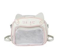 Itabag - Mochila escolar japonesa de poliuretano para mujeres, adolescentes, niñas, para anime, con bolsillo transparente, bolsa cruzada de piel sintética, Polvo blanco