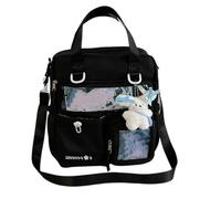 Itabag - Mochila transparente para el hombro, mochila escolar de 3 vías, mochila de gran capacidad para mujeres y niñas, bandolera, Black, Add pendant