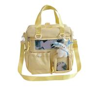 Itabag - Mochila transparente para el hombro, mochila escolar de 3 vías, mochila de gran capacidad para mujeres y niñas, bandolera, Amarillo, Add pendant
