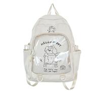 Itabag - Mochila transparente para mujer con bolsillo transparente, animes japoneses, mochila escolar para estudiantes, mochila escolar de cultura Otaku, blanco