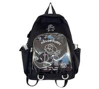 Itabag - Mochila transparente para mujer con bolsillo transparente, animes japoneses, mochila escolar para estudiantes, mochila escolar de cultura Otaku, Negro