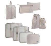 ITACA - Bolsas organizadoras de Viaje (9 Piezas), Organizador De Viaje: Máxima Eficiencia con Organizador Equipaje, Bolsa Organizadora Viaje, Organizador Mochila Viaje, Beige