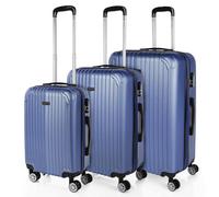 ITACA - Juego de Maletas de Viaje Ligeras 3 Pzs. Set Trolley ABS 4 Ruedas (Cabina + Mediana + Grande) Rígidas y Resistentes. Conjunto Equipaje Avión. t71500, Color Azul Zafiro