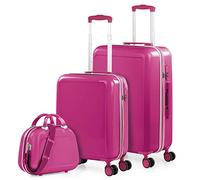ITACA - Juego de Maletas de Viaje rígidas con Ruedas 360 y Cierre Seguro para Cabina y facturación con Neceser y Candado de Combinación, Fucsia