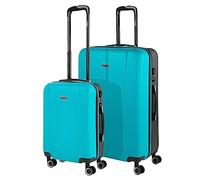 ITACA - Juego De Maletas De Viaje Rígidas Set Maletas De Viaje Ligeras Pack Maletas Viaje. Conjunto Maletas De Viaje con Candado de Combinacion, Turquesa-Antracita