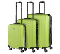 ITACA - Juego de Maletas Trolley de Viaje rígidas Ligeras Resistentes 4 Doble Rueda 360º. Cabina, Mediana y Grande con candado de combinación, Pistacho-Antracita