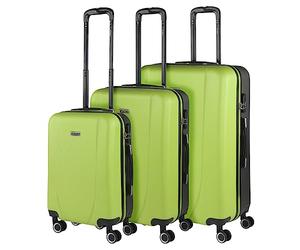 ITACA - Juego de Maletas Trolley de Viaje rígidas Ligeras Resistentes 4 Doble Rueda 360º. Cabina, Mediana y Grande con candado de combinación, Pistacho-Antracita