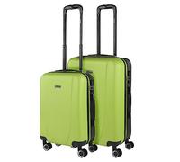 ITACA - Juego de Maletas Trolley de Viaje rígidas Ligeras Resistentes 4 Doble Rueda 360° Set. Cabina, Mediana con candado de combinación, Pistacho-Antracita