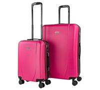 ITACA - Juego de Maletas Trolley de Viaje rígidas Ligeras Resistentes 4 Doble Rueda 360° Set. Cabina y gradne con candado de combinación, Fucsia-Antracita