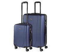 ITACA - Juego De Maletas De Viaje Rígidas Set Maletas De Viaje Ligeras Pack Maletas Viaje. Conjunto Maletas De Viaje con Candado de Combinacion, Azul Marino-Antracita
