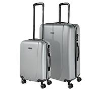 ITACA - Juego de Maletas Trolley de Viaje rígidas Ligeras Resistentes 4 Doble Rueda 360° Set. Cabina y gradne con candado de combinación, Plata