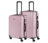 ITACA - Juego de Maletas Trolley de Viaje rígidas Ligeras Resistentes 4 Doble Rueda 360° Set Mediana y Grande con candado de combinación, Rosa