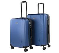 ITACA - Juego de Maletas Trolley de Viaje rígidas Ligeras Resistentes 4 Doble Rueda 360° Set Mediana y Grande con candado de combinación, Azul Marino-Antracita