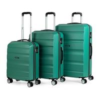 ITACA - Juego Maletas de Viaje rígidas Trolley con Candado de Combinación y 4 Doble Rueda 360° Set Cabina, Mediana, Grande Ligeras y Resistentes, Aguamarina