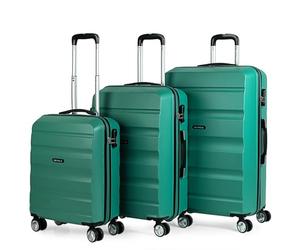 ITACA - Juego Maletas de Viaje rígidas Trolley con Candado de Combinación y 4 Doble Rueda 360° Set Cabina, Mediana, Grande Ligeras y Resistentes, Aguamarina