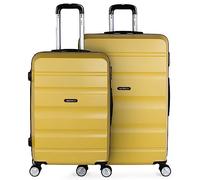 ITACA - Juego Maletas de Viaje rígidas Trolley con candado de combinación y 4 Doble Rueda 360° Set Ligeras y Resistentes, Mostaza