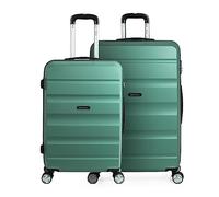 ITACA - Juego Maletas de Viaje rígidas Trolley con candado de combinación y 4 Doble Rueda 360° Set Ligeras y Resistentes, Aguamarina