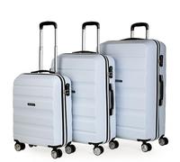 ITACA - Juego Maletas De Viaje rígidas Trolley con Candado de Combinación y 4 Doble Rueda 360° Set Maletas De Viaje Ligeras y Resistentes con Neceser, Blanco
