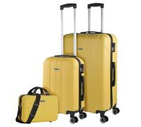 ITACA - Juego Maletas De Viaje rígidas Trolley con Candado de Combinación y 4 Doble Rueda 360° Set Maletas De Viaje Ligeras y Resistentes con Neceser, Amarillo