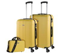 ITACA - Juego Maletas De Viaje rígidas Trolley con Candado de Combinación y 4 Doble Rueda 360° Set Maletas De Viaje Ligeras y Resistentes con Neceser, Amarillo
