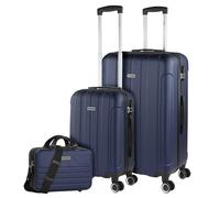 ITACA - Juego Maletas De Viaje rígidas Trolley con Candado de Combinación y 4 Doble Rueda 360° Set Maletas De Viaje Ligeras y Resistentes con Neceser, Marino
