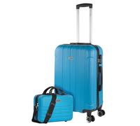 ITACA - Juego Maletas De Viaje rígidas Trolley con Candado de Combinación y 4 Doble Rueda 360° Set Maletas De Viaje Ligeras y Resistentes con Neceser, Turquesa