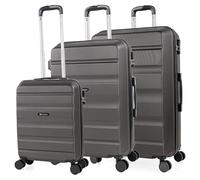 ITACA - Juego Maletas De Viaje rígidas Trolley con Candado de Combinación y 4 Doble Rueda 360° Set Maletas De Viaje Ligeras y Resistentes con Neceser, Antracita
